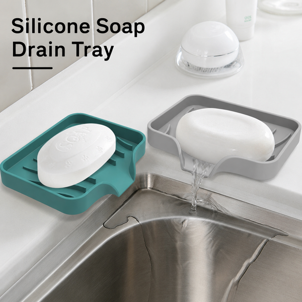Silicone Soap Drain Tray – Self Draining Non-Slip Soap Holder
