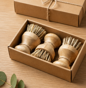 Natural Wooden Kitchen Brush – Eco-Friendly Cleaning Brush for Pots, Pans & Cookware