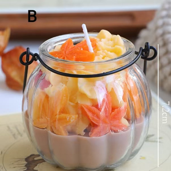 Pumpkin & Maple Leaf Scented Candle – Halloween Favor Candle