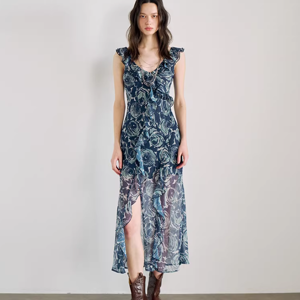 Petal Breeze Split Maxi Dress