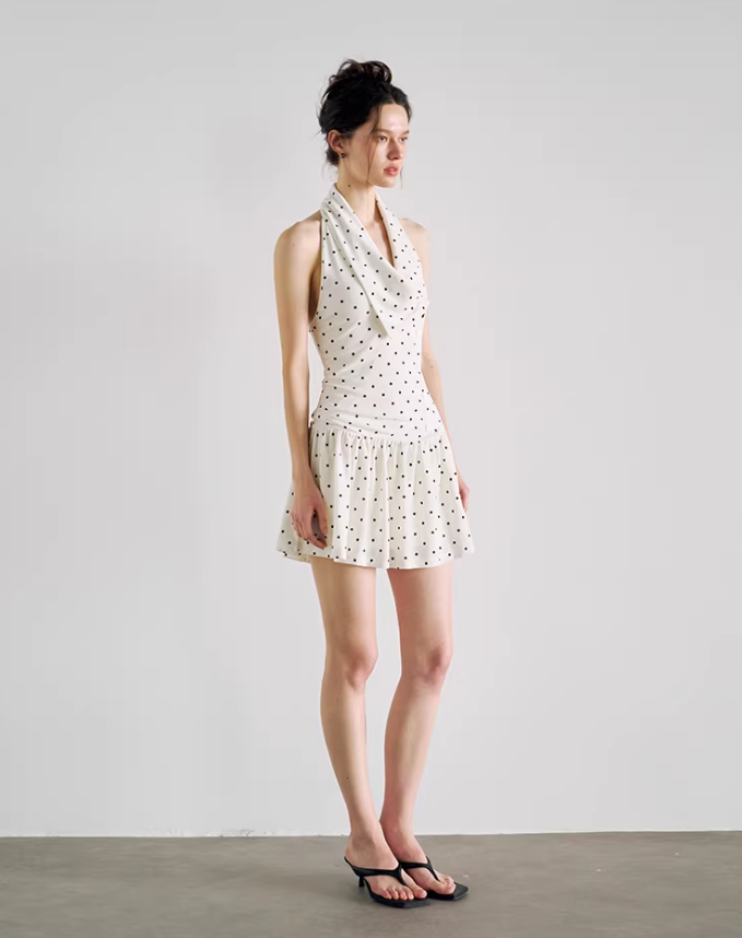 Polka Muse Halter Mini Dress