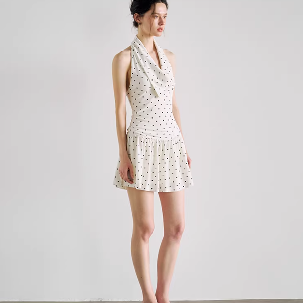 Polka Muse Halter Mini Dress