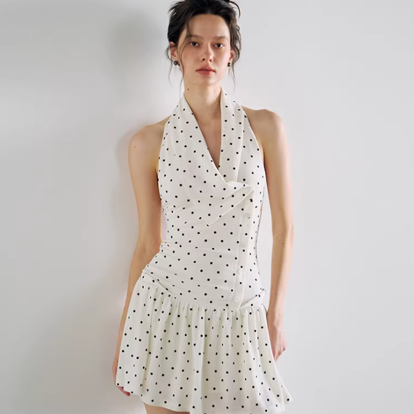 Polka Muse Halter Mini Dress