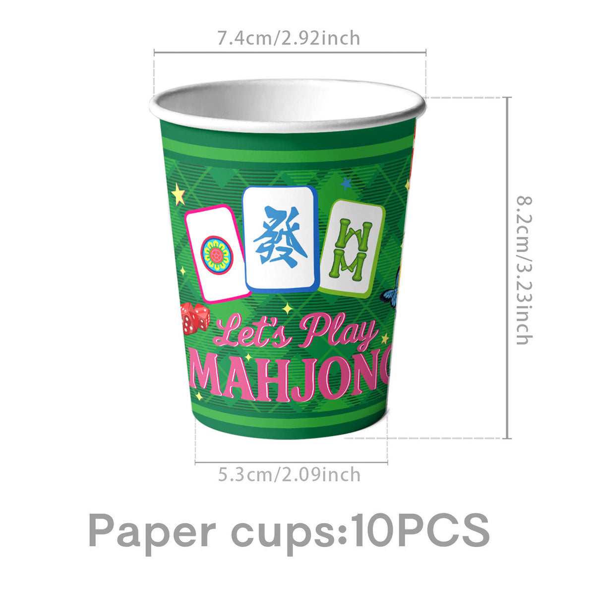 Mahjong Party Supplies Set – Disposable Paper Plates & Cups for Asian Game Night Decoration