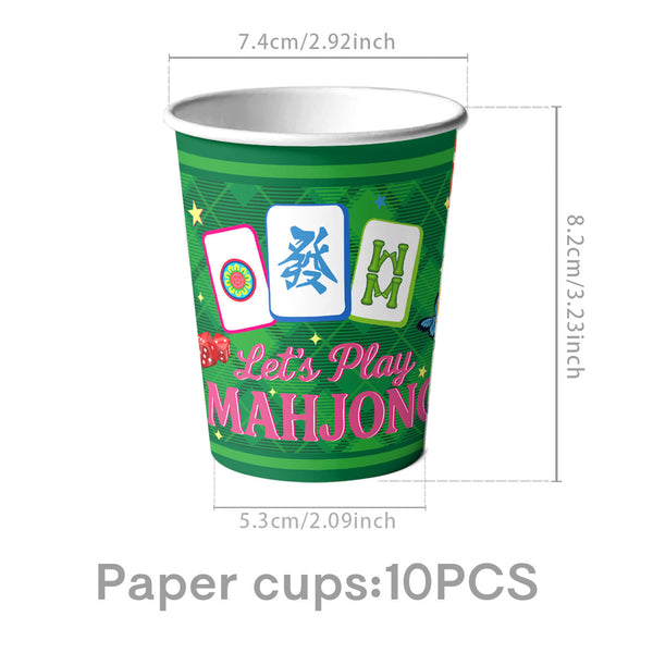 Mahjong Party Supplies Set – Disposable Paper Plates & Cups for Asian Game Night Decoration