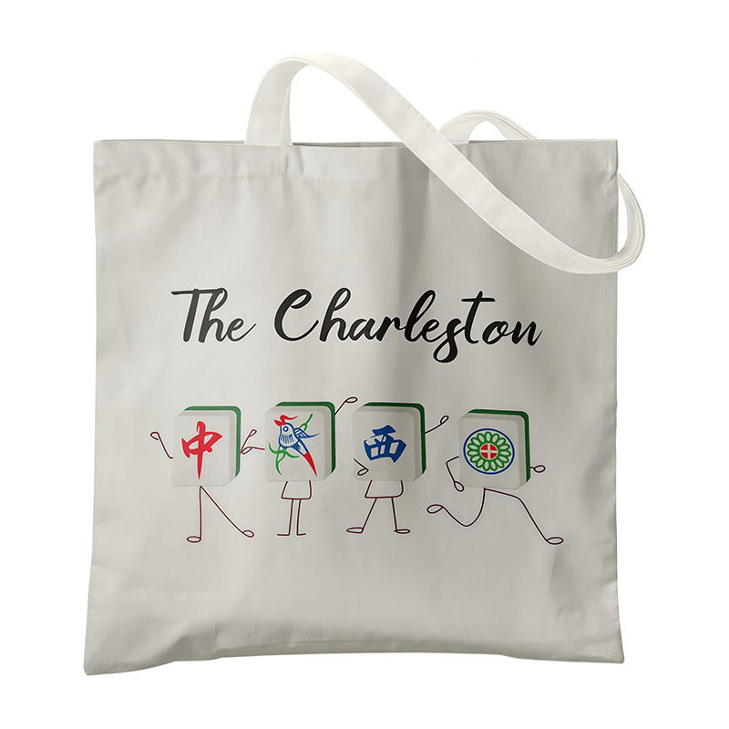 Mahjong Canvas Tote Bag – Chinese Culture Inspired Shopping Bag for Everyday Carry & Gift Giving