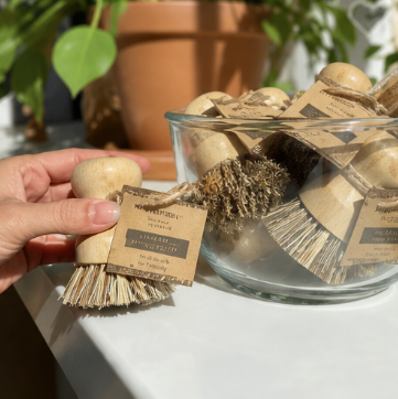 Natural Wooden Kitchen Brush – Eco-Friendly Cleaning Brush for Pots, Pans & Cookware