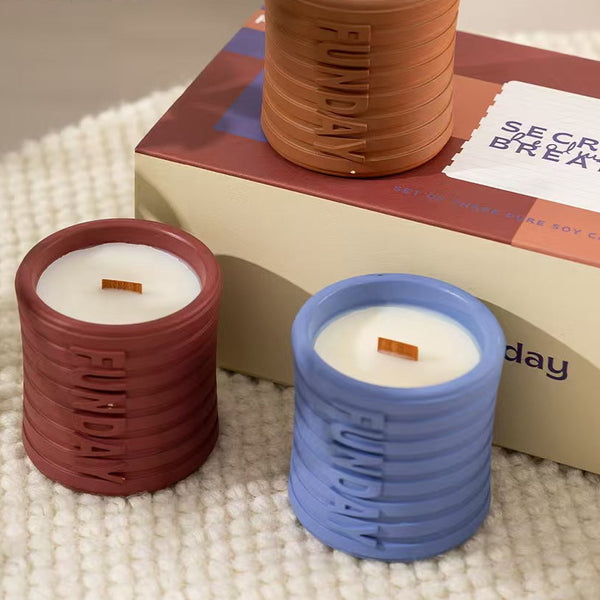 Ribbed Walnut Lid Soy Wax Candle