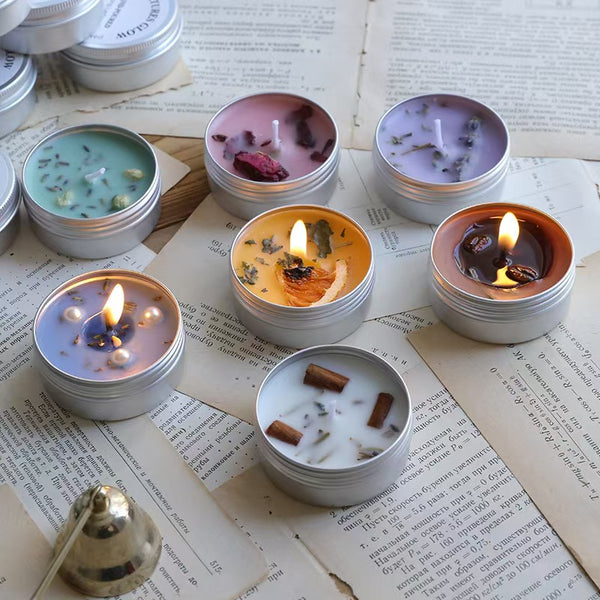 Dried Flower Scented Candle in Silver Tin