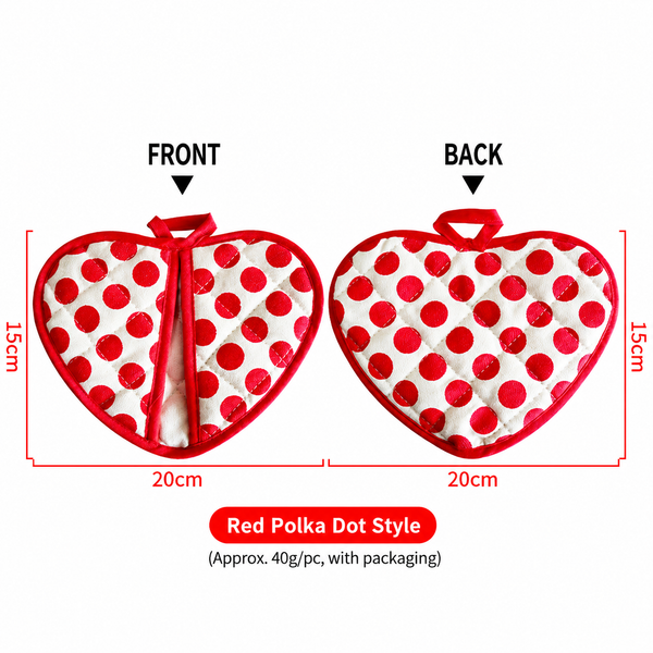 Thick Heart-Shaped Heat Resistant Pot Holder, Double-Layer Cotton Insulated Oven Mitt