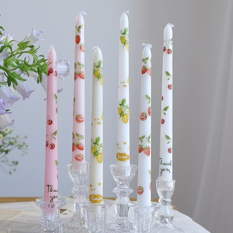 25cm Fruit Print Taper Candle – Set of 2