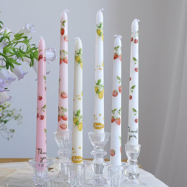 25cm Fruit Print Taper Candle – Set of 2
