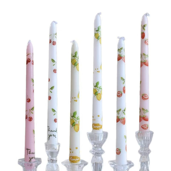 25cm Fruit Print Taper Candle – Set of 2