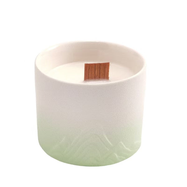 Ceramic Cup Scented Candle with Oriental Design