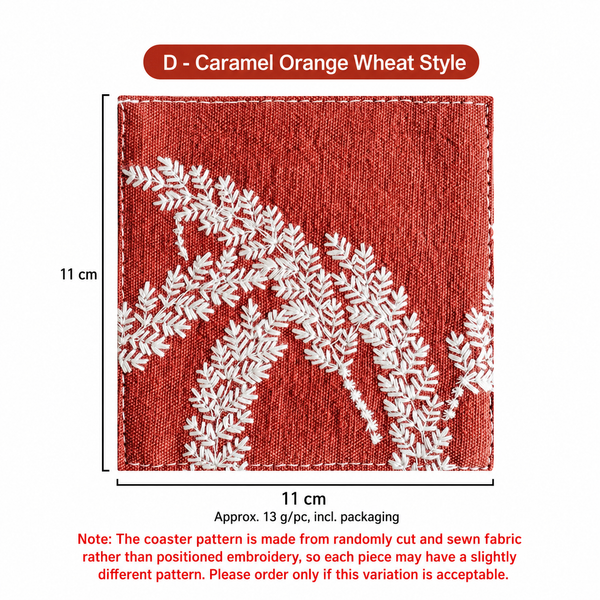 Embroidered Linen Coaster, Heat Resistant Coffee Cup Mat