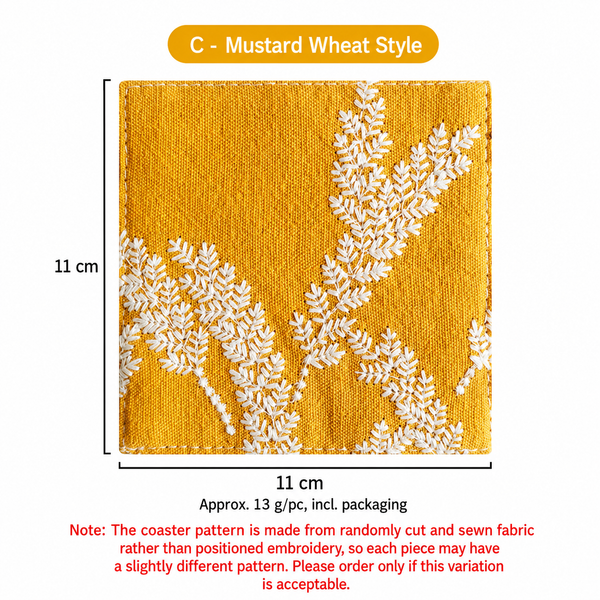 Embroidered Linen Coaster, Heat Resistant Coffee Cup Mat
