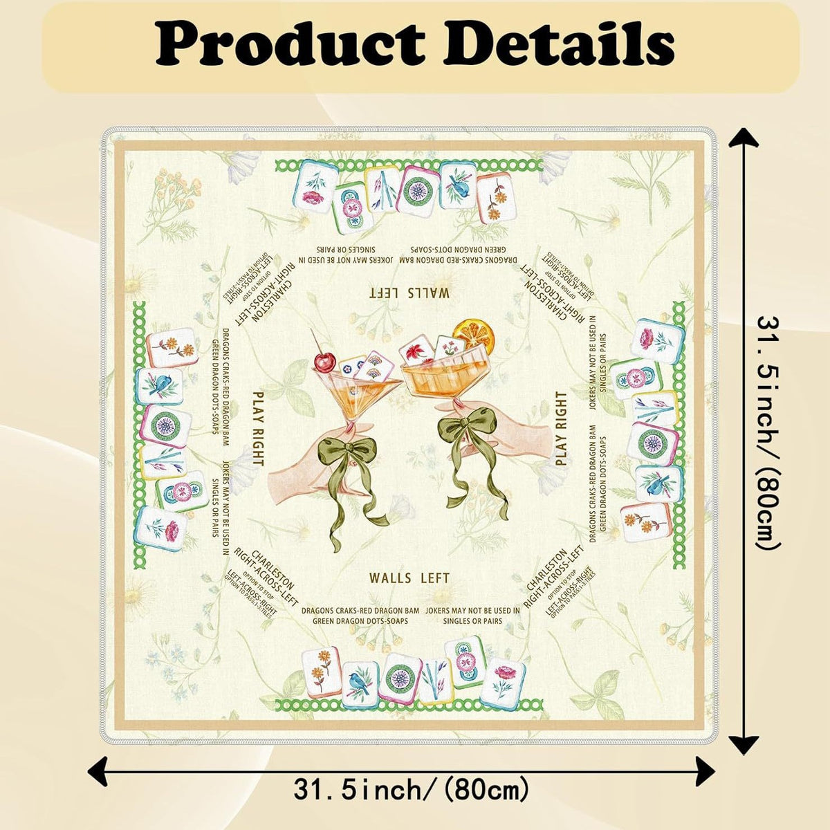 American Mahjong Table Mat – Upgraded Diatom Mud Surface Pad with Stain Resistant Design