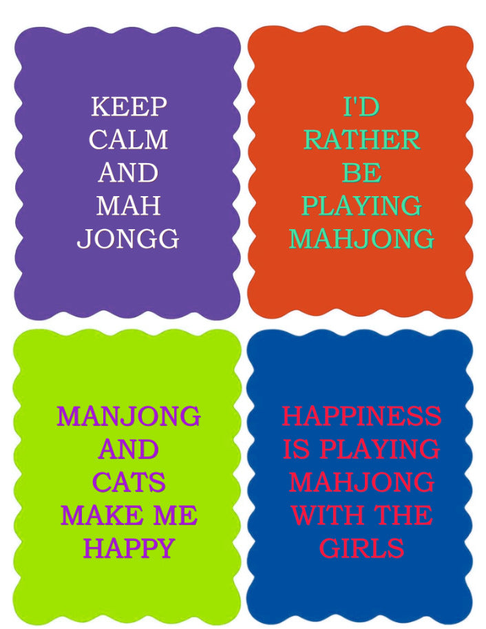 PVC Mahjong Game Cards Set – Colorful Washi Style Cards with Fun Sayings & Wave Edge Design for Couples Game