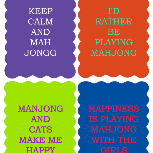PVC Mahjong Game Cards Set – Colorful Washi Style Cards with Fun Sayings & Wave Edge Design for Couples Game