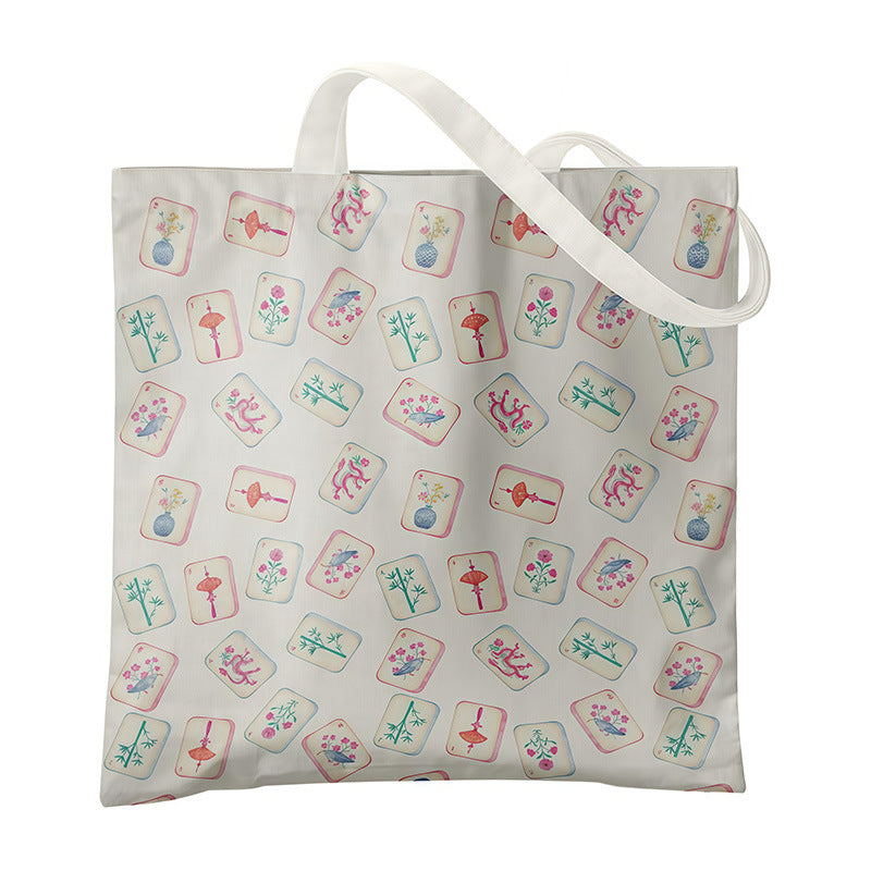 Mahjong Canvas Tote Bag – Chinese Culture Inspired Shopping Bag for Everyday Carry & Gift Giving