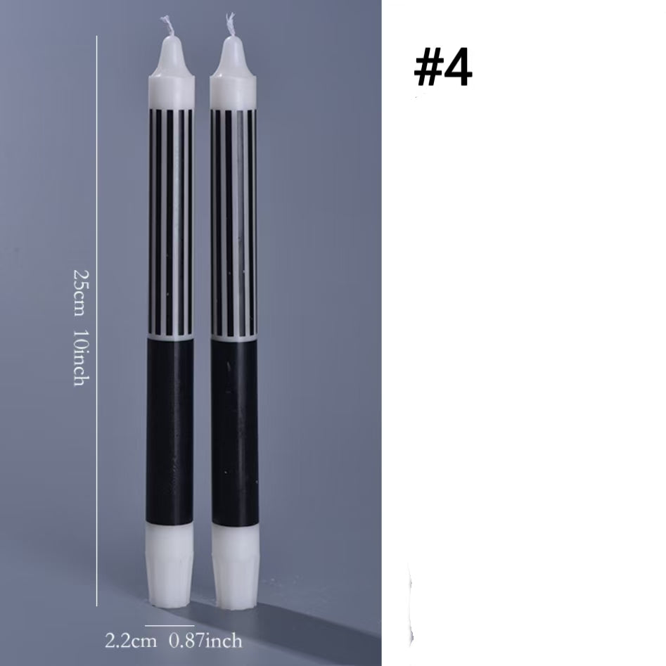 25cm Black Printed Taper Candles – Set of 2