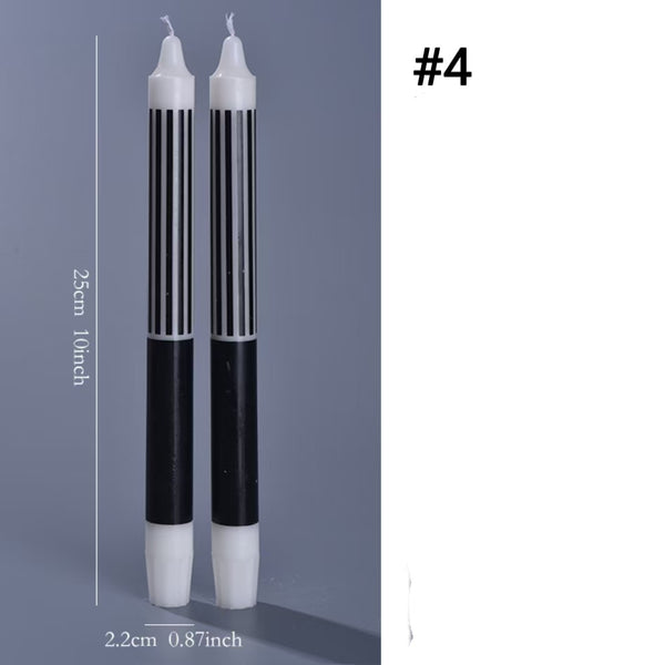 25cm Black Printed Taper Candles – Set of 2