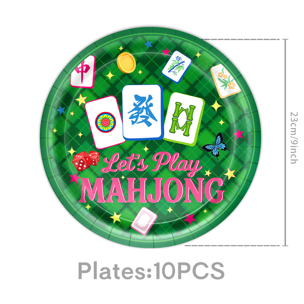 Mahjong Party Supplies Set – Disposable Paper Plates & Cups for Asian Game Night Decoration