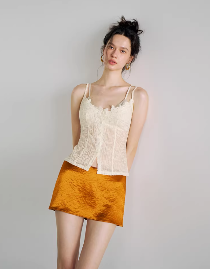 Sheer Satin Triangle Bralette