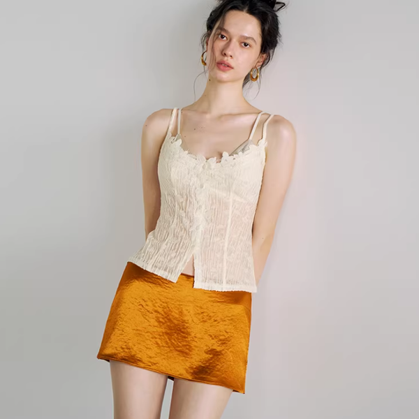 Sheer Satin Triangle Bralette