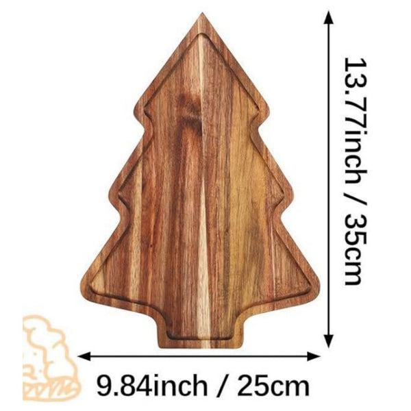 Acacia Wood Serving Tray, Rectangular Wooden Tea Tray, Dessert, Snack & Cake Plate