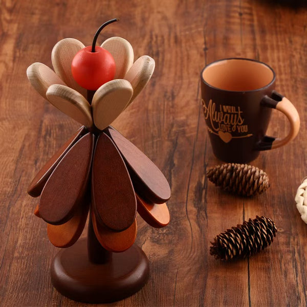 Tree Design Wooden Coaster Heat Resistant Table Decor