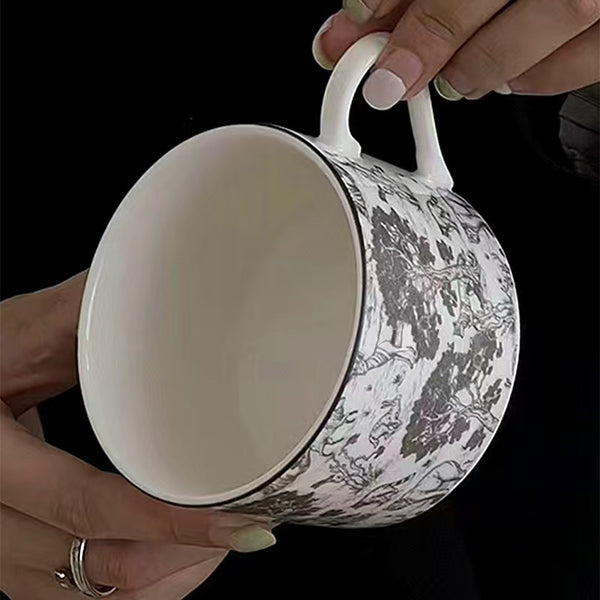 Forest Theme Ceramic Coffee Cup and Saucer Set