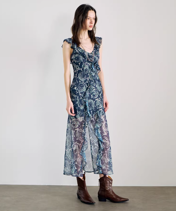 Petal Breeze Split Maxi Dress