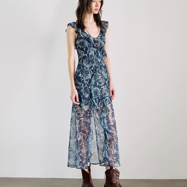 Petal Breeze Split Maxi Dress