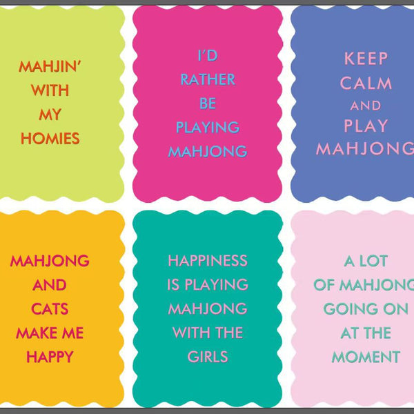 PVC Mahjong Game Cards Set – Colorful Washi Style Cards with Fun Sayings & Wave Edge Design for Couples Game