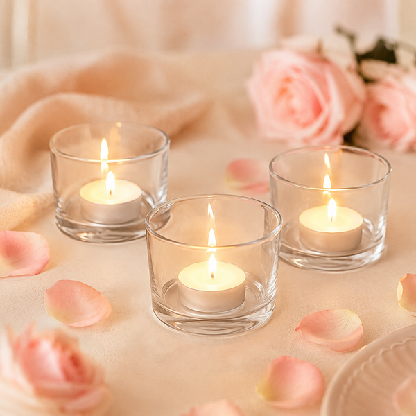 Clear Thick Glass Candle Holder – Heat Resistant Tea Light Cup