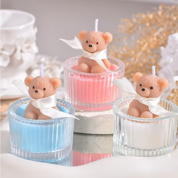 Glass Cup Bear Scented Candle