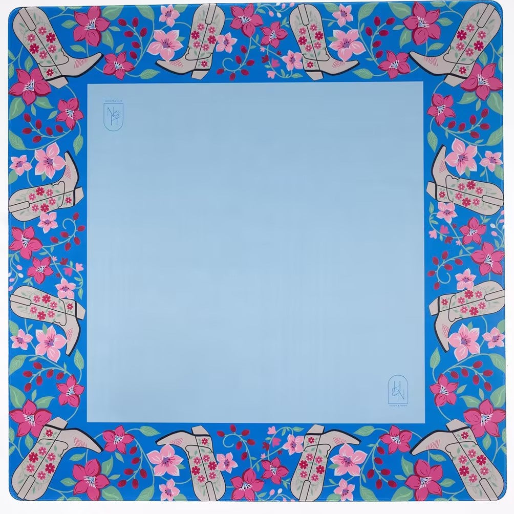 Western Floral Diatom Mud Table Mat – Stain Resistant Wear Resistant Mahjong Game Pad