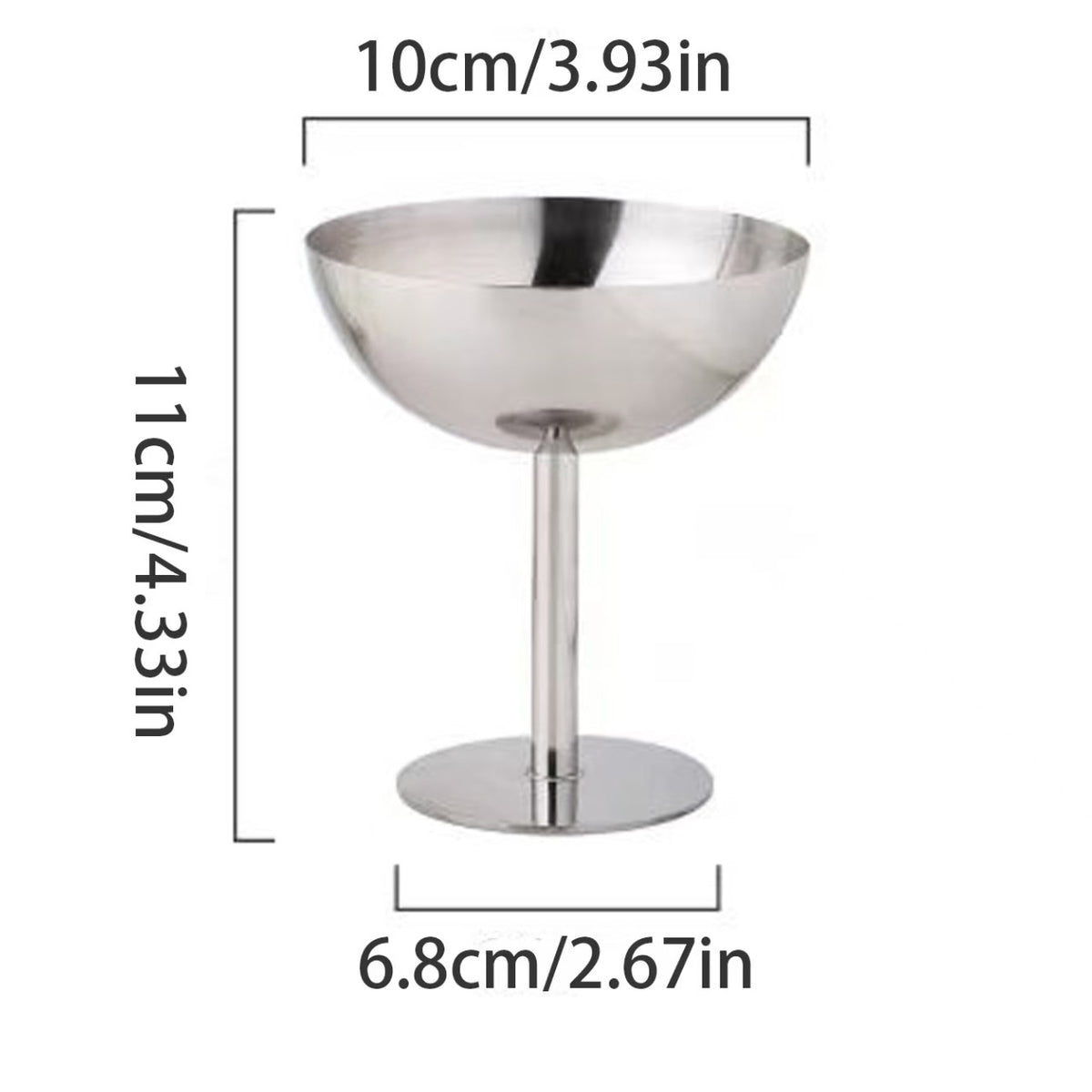 Stainless Steel Wide Mouth Stemmed Dessert Cup