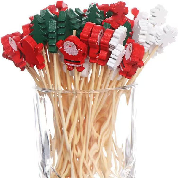 50pcs Bamboo Fruit Picks Decorative Party Toothpicks