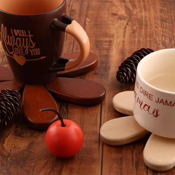 Tree Design Wooden Coaster Heat Resistant Table Decor