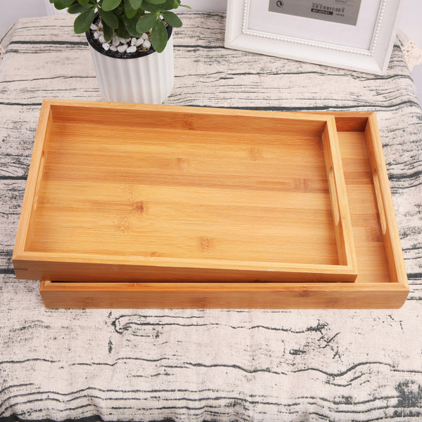 Rectangular Bamboo Serving Tray – Natural Wood Bread & Fruit Tray