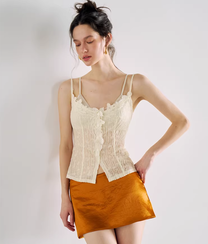 Sheer Satin Triangle Bralette