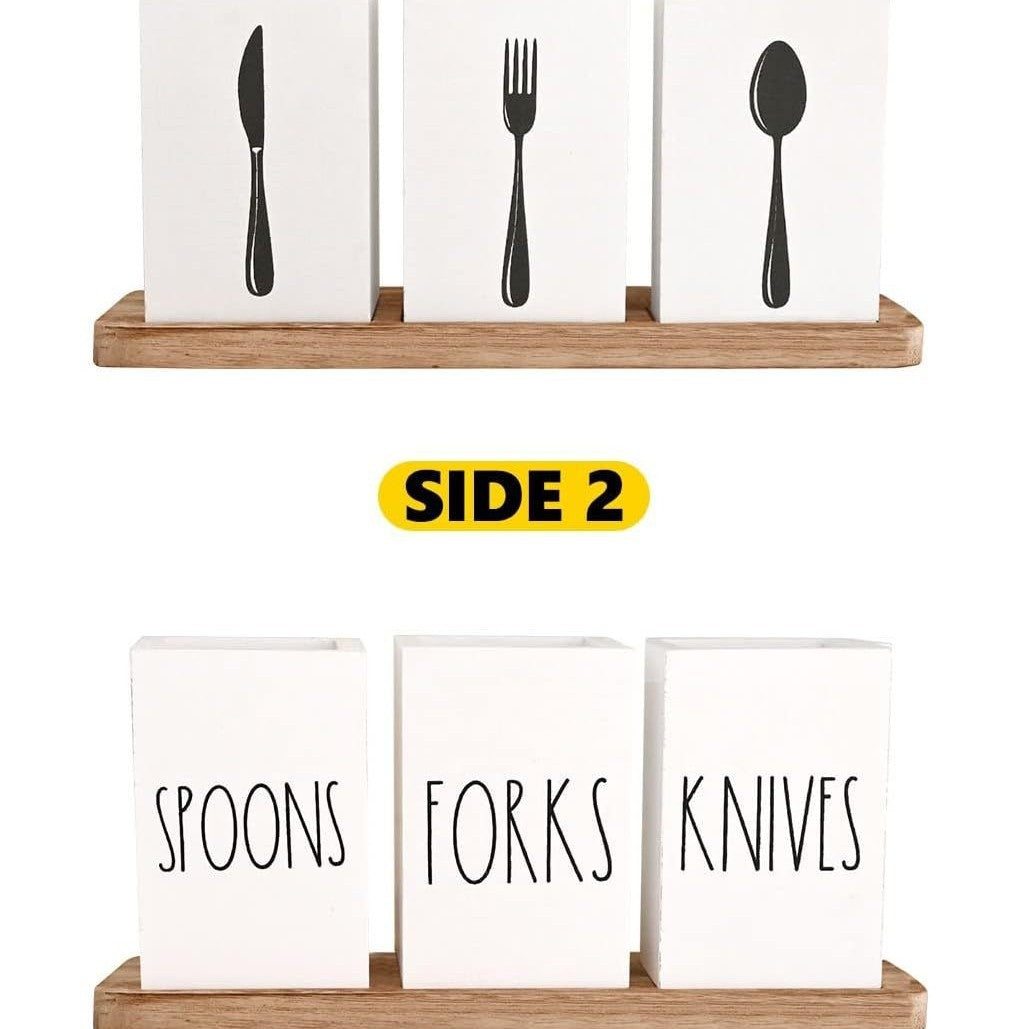 Wooden Cutlery Organizer – Compartment Kitchen Utensil Storage Tray