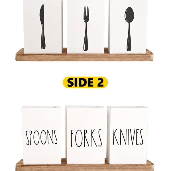 Wooden Cutlery Organizer – Compartment Kitchen Utensil Storage Tray