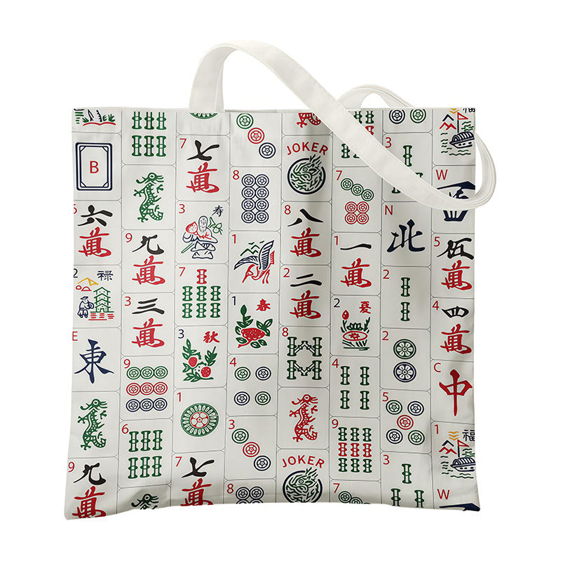 Mahjong Canvas Tote Bag – Chinese Culture Inspired Shopping Bag for Everyday Carry & Gift Giving