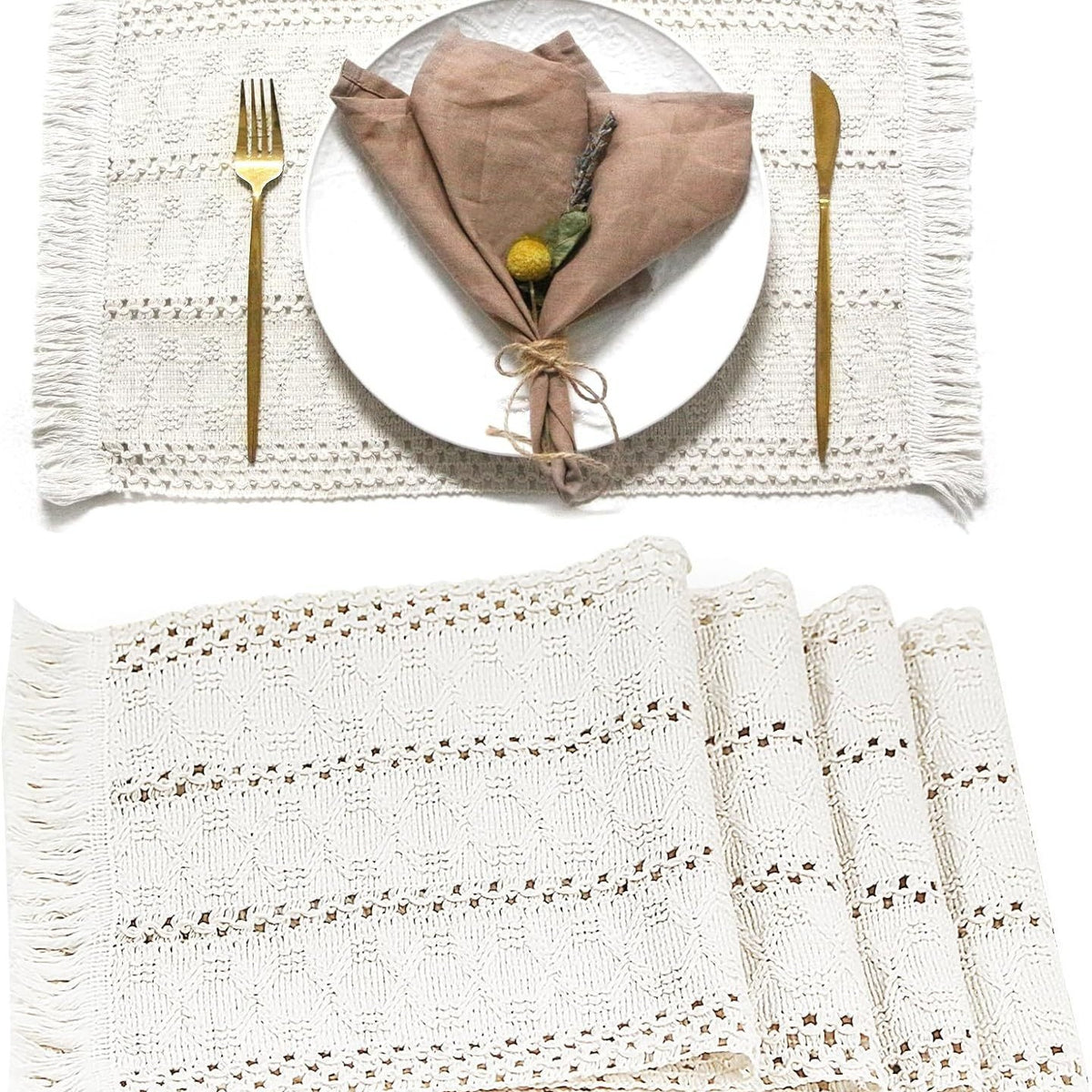 Nordic Cotton Linen Placemat, Table Mat for Dinner Parties, Weddings and Everyday Dining