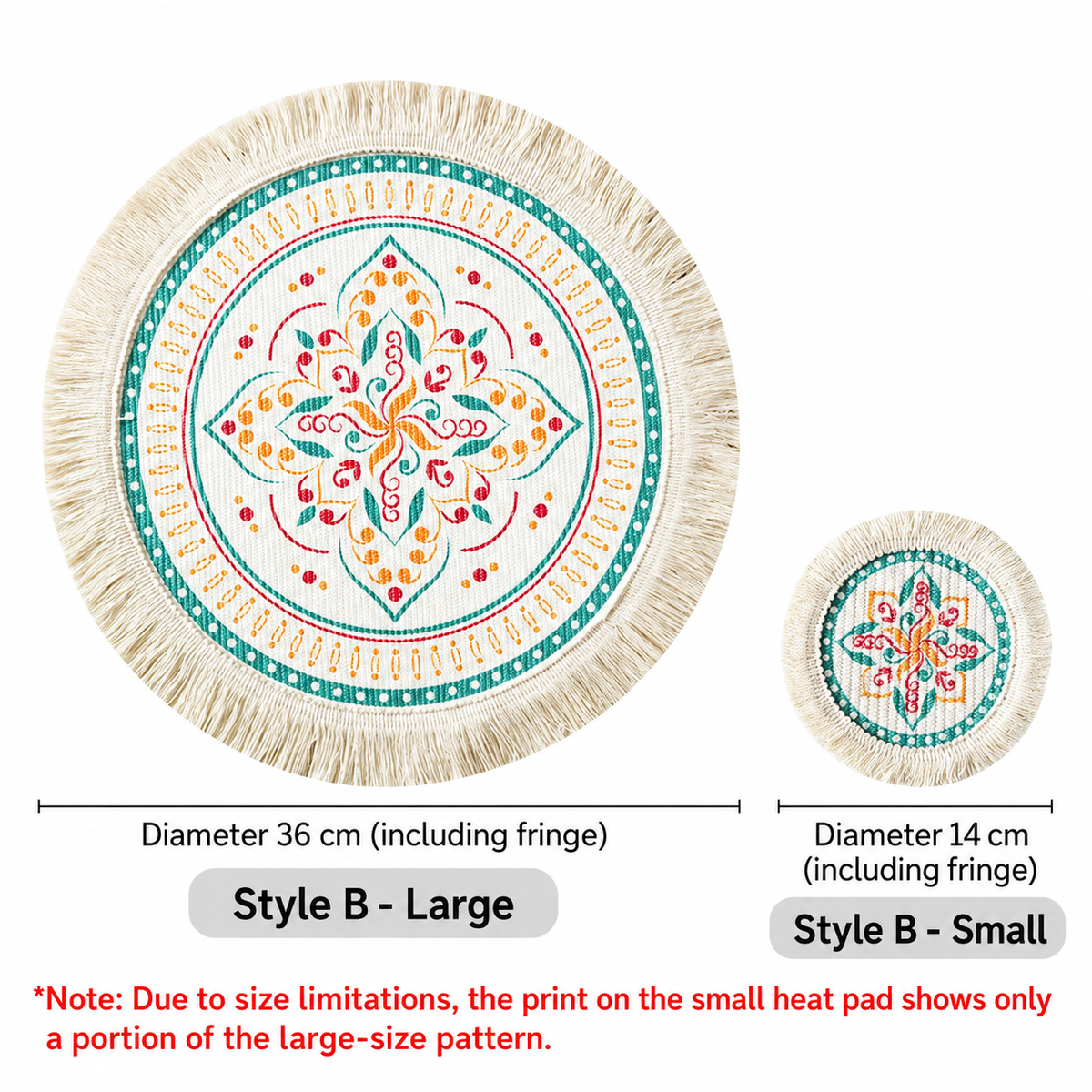 Printed Boho Placemat, Mandala Tassel Table Mat for Kitchen Decor