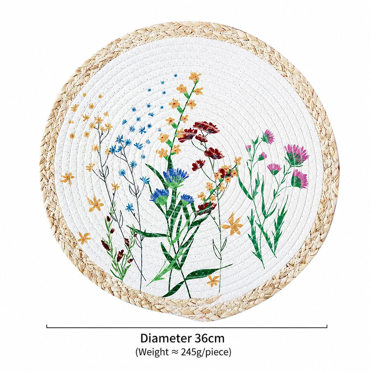 Round Cotton Rope Placemat, Printed Heat-Resistant Table Mat