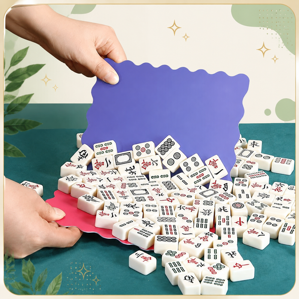 PVC Mahjong Game Cards Set – Colorful Washi Style Cards with Fun Sayings & Wave Edge Design for Couples Game